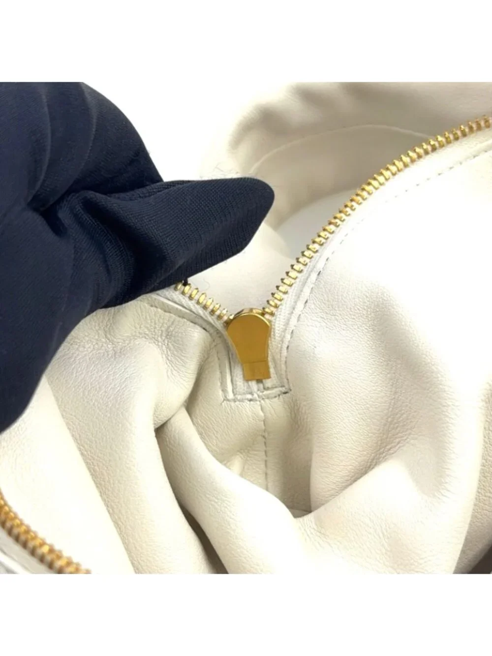 Bottega Veneta Double Knot Mini Hobo Lambskin White Handbag Gold
